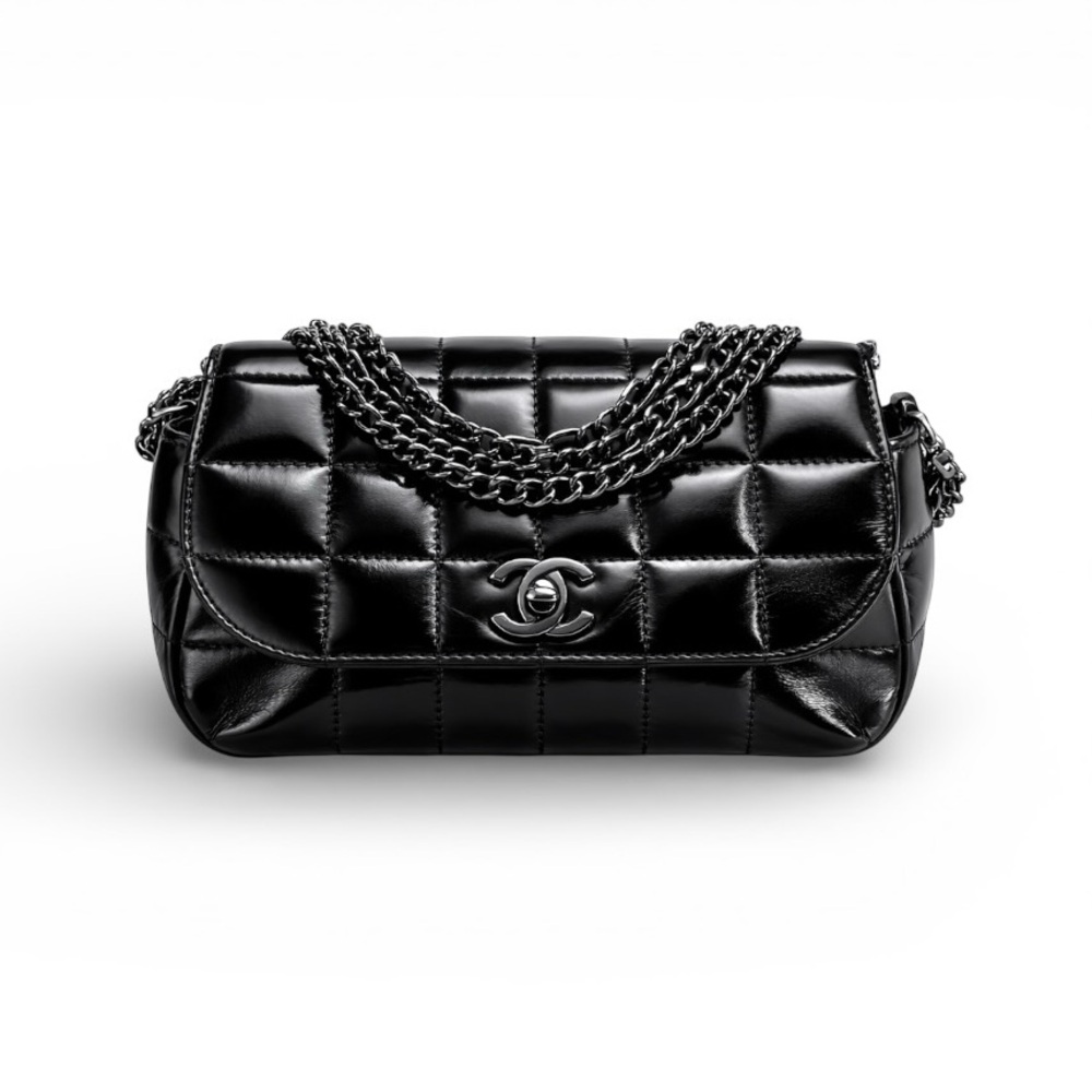 Chanel Black Square Quilt Multichain Flap Bag Shoulder Bag